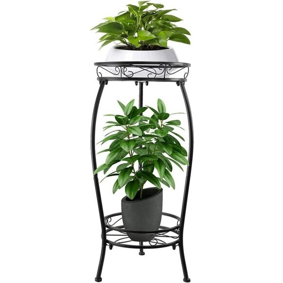 Tall Metal Plant Stand Indoor, 2 Tier 27.1‘’ Flower Pot Holder Plant Stands